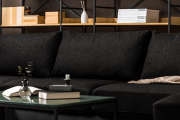 Cuba 5-sits Vänstervänd U-formad Soffa med Divan och Schäslong i Konstläder/Tyg - Grå / Svart - Möbler - Soffa - U-soffa