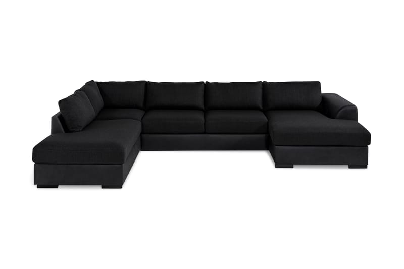 Cuba 5-sits Vänstervänd U-formad Soffa med Divan och Schäslong i Konstläder/Tyg - Grå / Svart - Möbler - Soffa - U-soffa