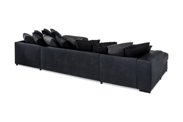 Cuba 5-sits Vänstervänd U-formad Soffa med Divan och Schäslong i Konstläder/Tyg inkl Kuvertkuddar - Svart / Grå - Möbler - Soffa - U-soffa