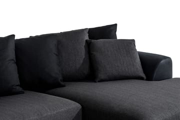 Cuba 5-sits Vänstervänd U-formad Soffa med Divan och Schäslong i Konstläder/Tyg inkl Kuvertkuddar - Svart / Grå - Möbler - Soffa - U-soffa