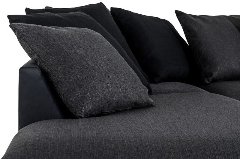Cuba 5-sits Vänstervänd U-formad Soffa med Divan och Schäslong i Konstläder/Tyg inkl Kuvertkuddar - Svart / Grå - Möbler - Soffa - U-soffa