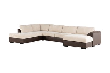 Cuba 5-sits Vänstervänd U-formad Soffa med Divan och Schäslong i Manchester/Konstläder - Brun / Beige - Möbler - Soffa - U-soffa