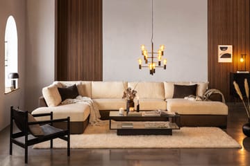 Cuba 5-sits Vänstervänd U-formad Soffa med Divan och Schäslong i Manchester/Konstläder - Brun / Beige - Möbler - Soffa - U-soffa