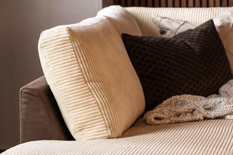 Cuba 5-sits Vänstervänd U-formad Soffa med Divan och Schäslong i Manchester/Konstläder - Brun / Beige - Möbler - Soffa - U-soffa