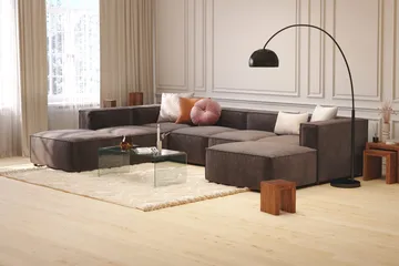 Cubo 5-sits U-formad Djup Modulsoffa Med Divan och Schäslong i Sammet - Mörkgrå - Möbler - Soffa - Sammetssoffa