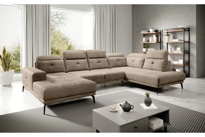 Devender Soffa m. Divan och Schäslong, Beige