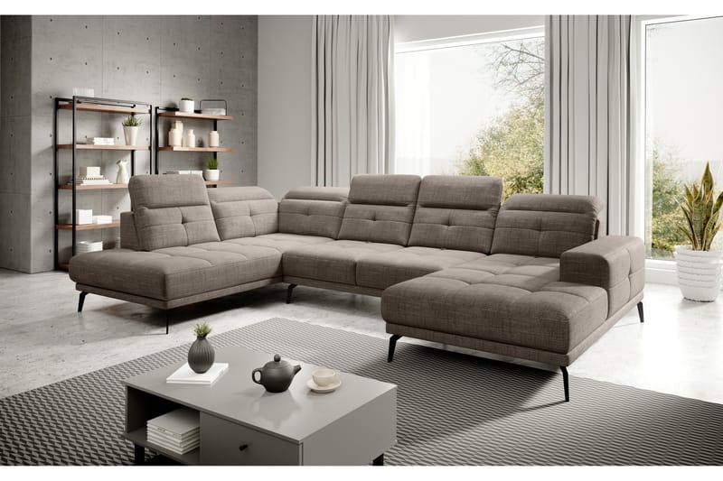 Devender Soffa m. Divan och Schäslong, Beige