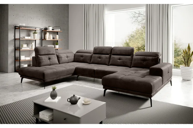 Devender Soffa m. Divan och Schäslong - Brun - Möbler - Soffa - U-soffa