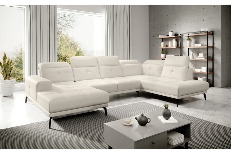 Devender Soffa m. Divan och Schäslong - Cremevit - Möbler - Soffa - U-soffa