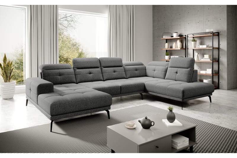 Devender Soffa m. Divan och Schäslong - Grå - Möbler - Soffa - U-soffa