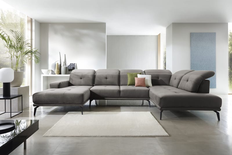 Devender Soffa m. Divan och Schäslong - Grå - Möbler - Soffa - U-soffa