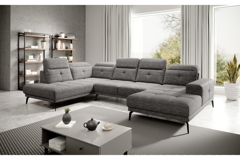 Devender Soffa m. Divan och Schäslong - Grå - Möbler - Soffa - U-soffa