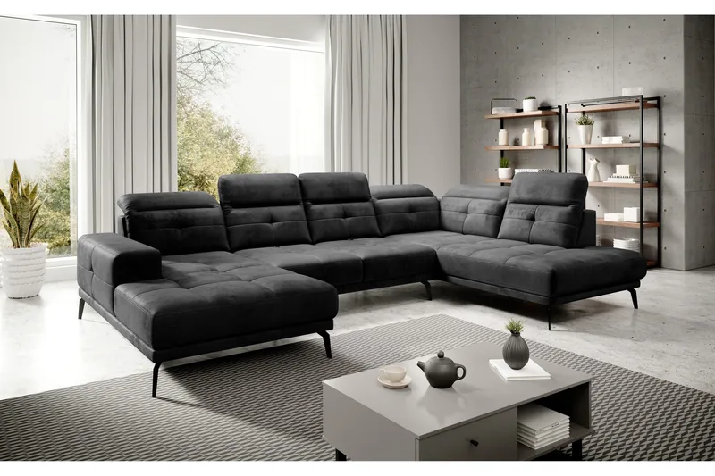 Devender Soffa m. Divan och Schäslong, Grå