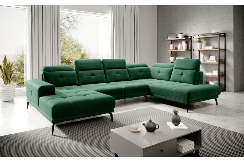 Devender Soffa m. Divan och Schäslong - Grön - Möbler - Soffa - U-soffa