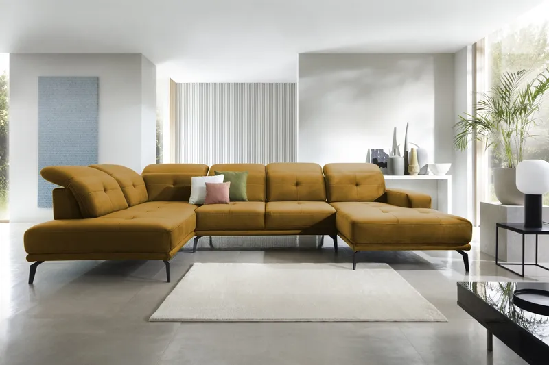 Devender Soffa m. Divan och Schäslong - Gul - Möbler - Soffa - U-soffa