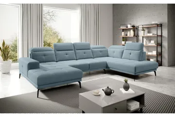 Devender Soffa m. Divan och Schäslong - Ljusblå - Möbler - Soffa - U-soffa