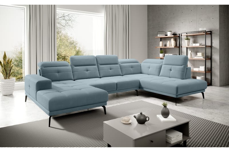 Devender Soffa m. Divan och Schäslong - Ljusblå - Möbler - Soffa - U-soffa