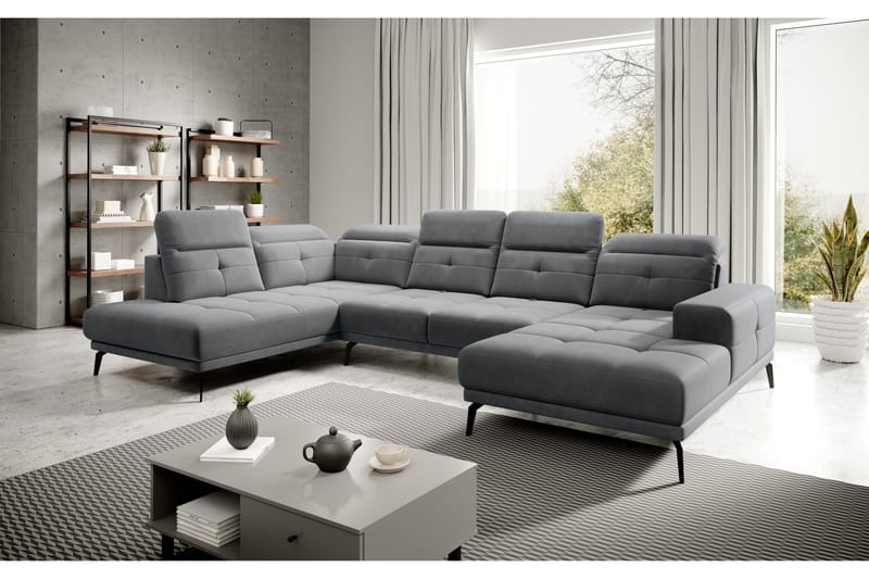 Devender Soffa m. Divan och Schäslong - Ljusgrå - Möbler - Soffa - U-soffa