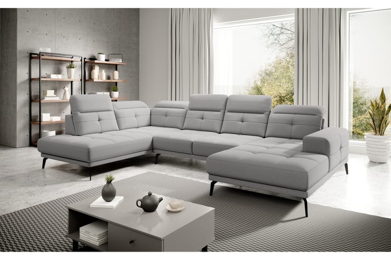 Devender Soffa m. Divan och Schäslong - Ljusgrå - Möbler - Soffa - U-soffa