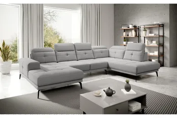 Devender Soffa m. Divan och Schäslong - Ljusgrå - Möbler - Soffa - U-soffa