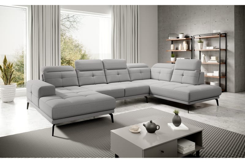 Devender Soffa m. Divan och Schäslong - Ljusgrå - Möbler - Soffa - U-soffa