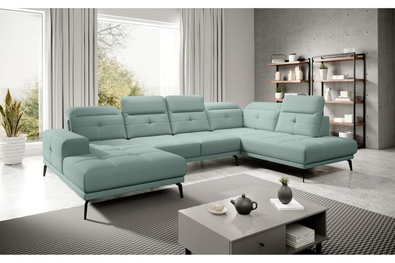 Devender Soffa m. Divan och Schäslong - Ljusgrön - Möbler - Soffa - U-soffa