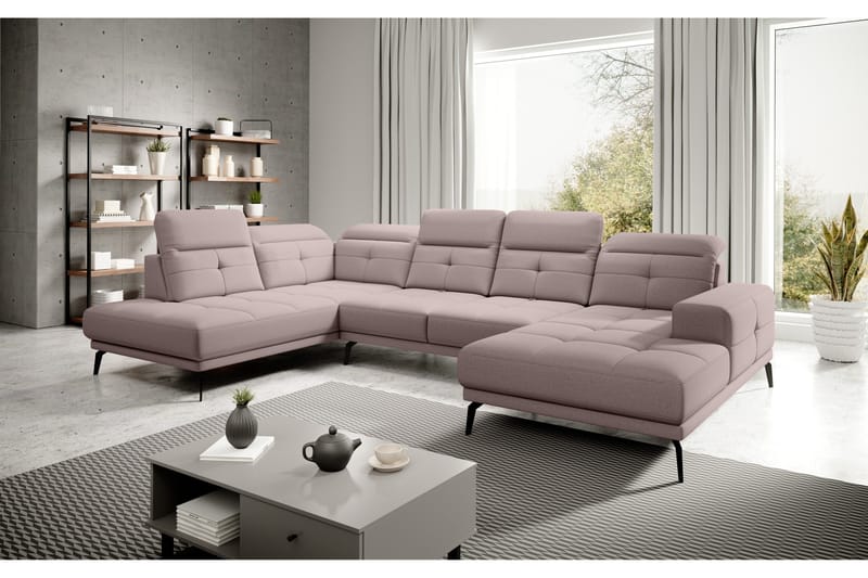 Devender Soffa m. Divan och Schäslong - Ljusrosa - Möbler - Soffa - U-soffa
