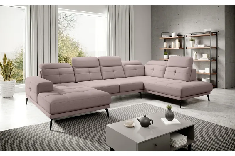 Devender Soffa m. Divan och Schäslong - Ljusrosa - Möbler - Soffa - U-soffa