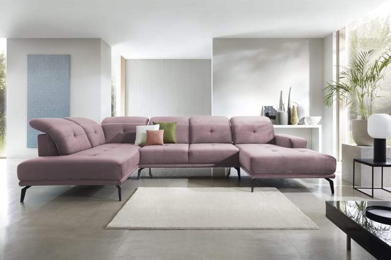 Devender Soffa m. Divan och Schäslong - Ljusrosa - Möbler - Soffa - U-soffa