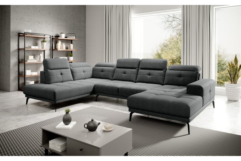 Devender Soffa m. Divan och Schäslong - Mörkgrå - Möbler - Soffa - U-soffa