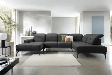 Devender Soffa m. Divan och Schäslong - Mörkgrå - Möbler - Soffa - U-soffa