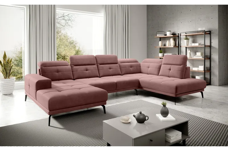 Devender Soffa m. Divan och Schäslong - Rosa - Möbler - Soffa - U-soffa