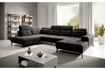Devender Soffa m. Divan och Schäslong - Svart - Möbler - Soffa - U-soffa