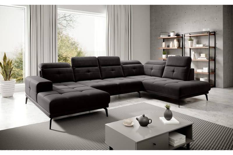 Devender Soffa m. Divan och Schäslong - Svart - Möbler - Soffa - U-soffa