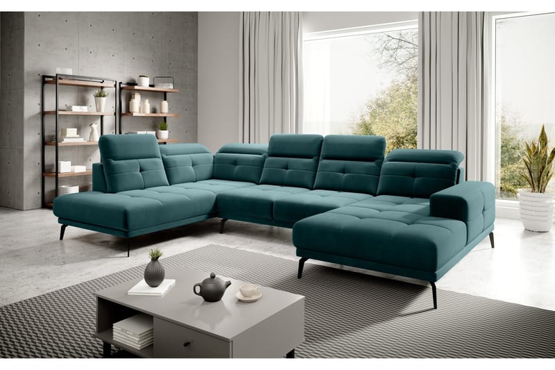 Devender Soffa m. Divan och Schäslong - Turkos - Möbler - Soffa - U-soffa