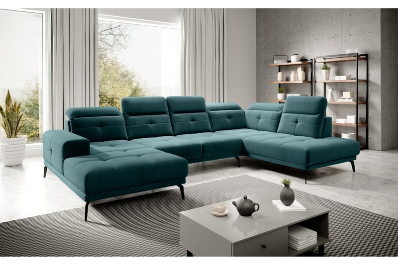 Devender Soffa m. Divan och Schäslong - Turkos - Möbler - Soffa - U-soffa
