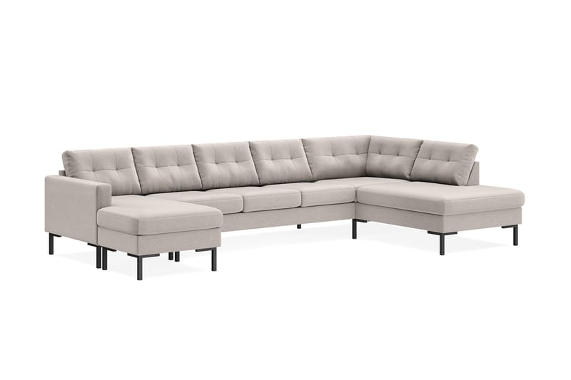 Frillestad 5-sits Högervänd U-formad Soffa med Divan och Schäslong i Tyg - Beige - Möbler - Soffa - U-soffa