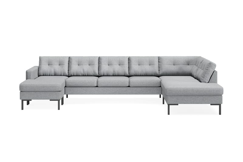 Frillestad 5-sits Högervänd U-formad Soffa med Divan och Schäslong i Tyg - Grå - Möbler - Soffa - U-soffa
