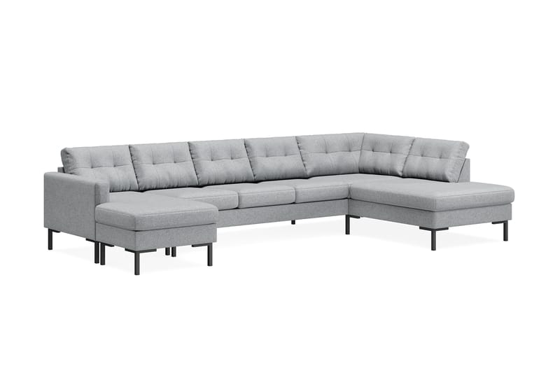 Frillestad 5-sits Högervänd U-formad Soffa med Divan och Schäslong i Tyg - Grå - Möbler - Soffa - U-soffa