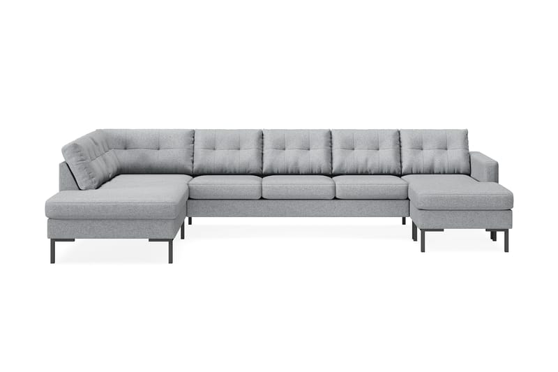 Frillestad 5-sits Vänstervänd U-formad Soffa med Divan och Schäslong i Tyg - Grå - Möbler - Soffa - U-soffa
