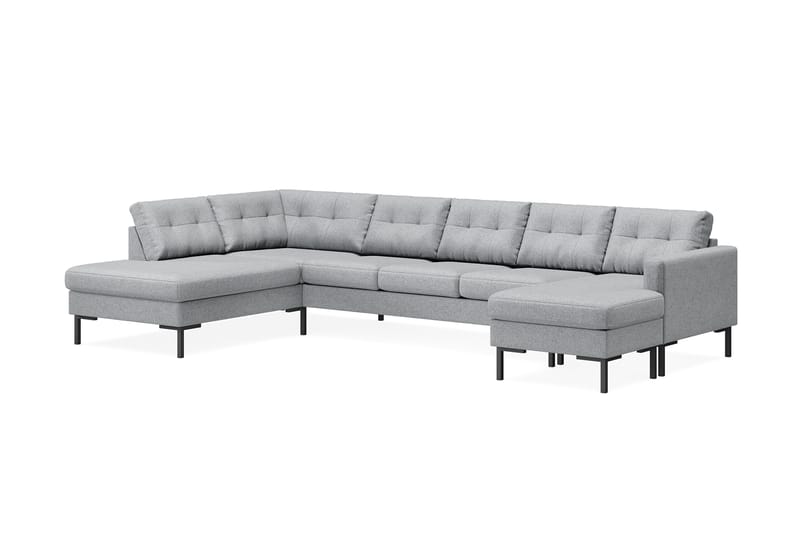 Frillestad 5-sits Vänstervänd U-formad Soffa med Divan och Schäslong i Tyg - Grå - Möbler - Soffa - U-soffa