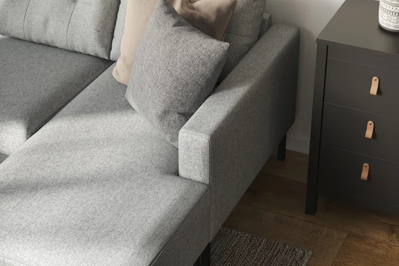 Frillestad 5-sits Vänstervänd U-formad Soffa med Divan och Schäslong i Tyg - Grå - Möbler - Soffa - U-soffa