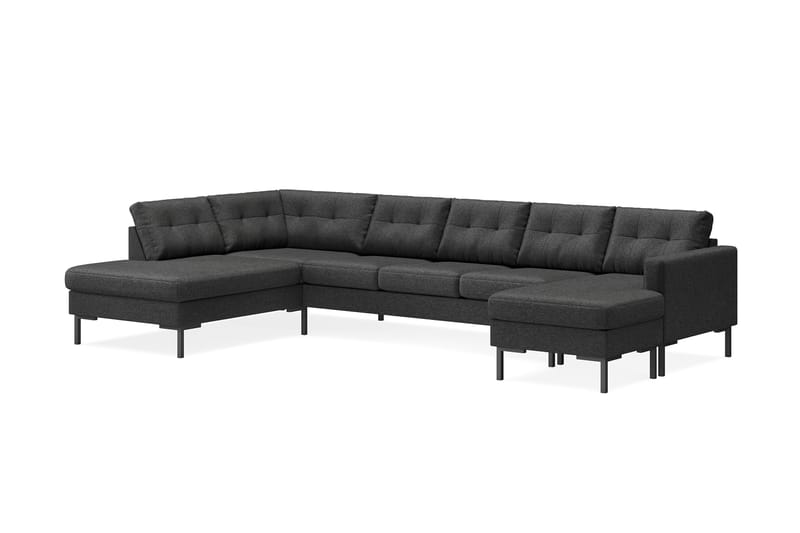 Frillestad 5-sits Vänstervänd U-formad Soffa med Divan och Schäslong i Tyg - Mörkgrå - Möbler - Soffa - U-soffa