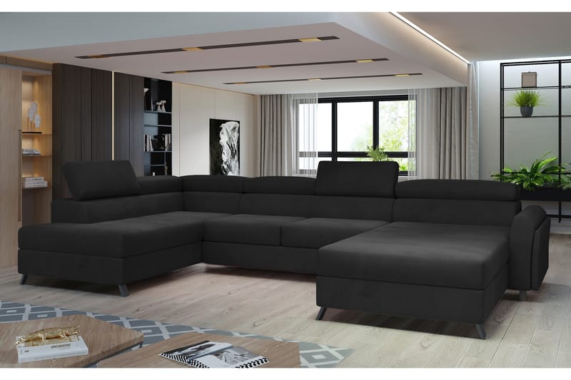 Josette U-soffa med Divan Höger, Svart