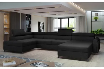Josette U-soffa med Divan Höger - Svart - Möbler - Soffa - U-soffa