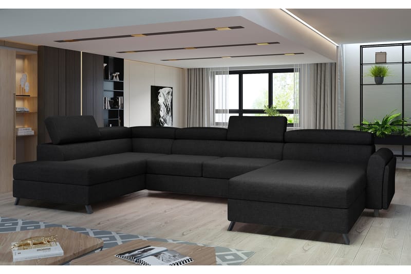 Josette U-soffa med Divan Höger - Svart - Möbler - Soffa - U-soffa