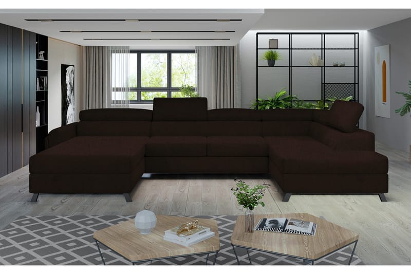Josette U-soffa med Divan Vänster, Brun