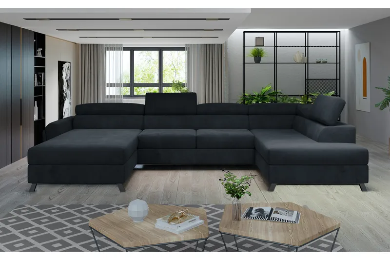 Josette U-soffa med Divan Vänster, Mörkgrå