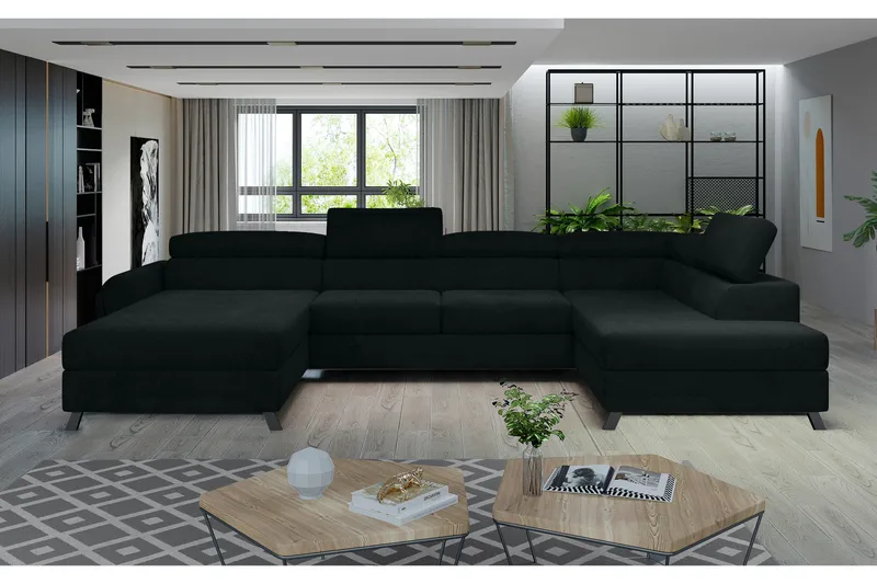 Josette U-soffa med Divan Vänster - Svart - Möbler - Soffa - U-soffa
