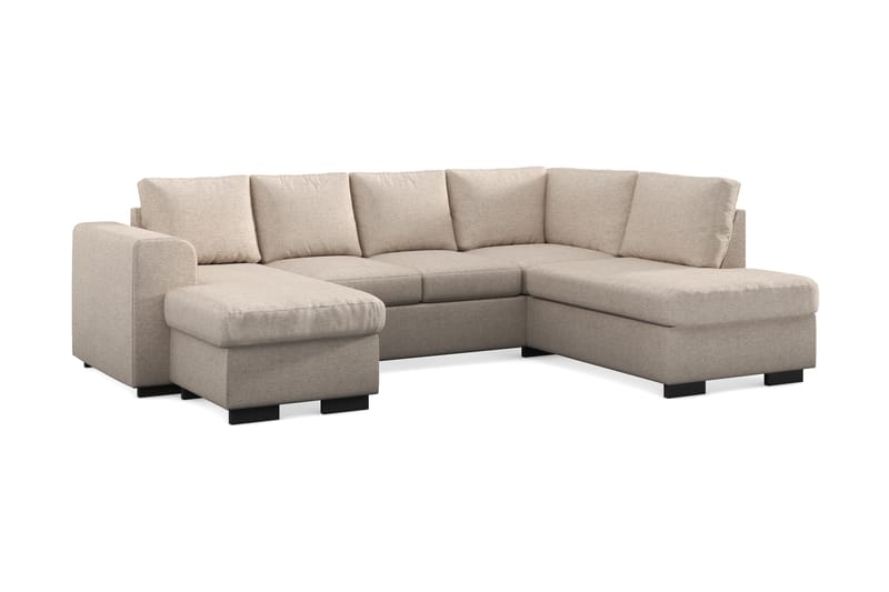 Link 4-sits Högervänd U-formad Soffa med Divan och Schäslong i Tyg - Beige - Möbler - Soffa - U-soffa